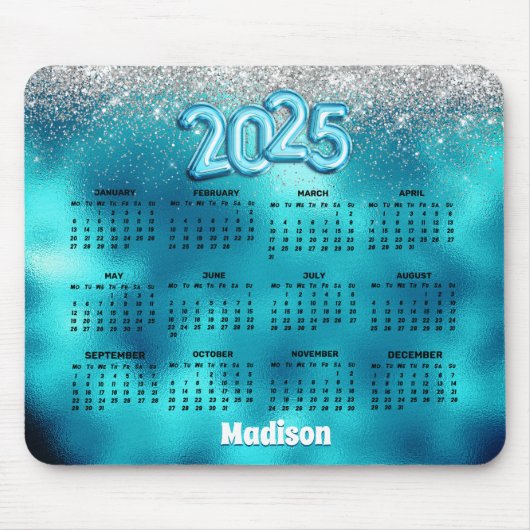 Türkisglanz 2025 Mono-Kalender Mousepad (Vorne)