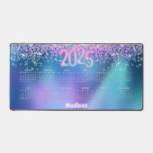 Türkisglanz-Monogramm 2025 Kalender Schreibtischunterlage (Vorderseite)