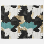 Türkisgoldfarben, Schwarz-weiße Cowhid Fleecedecke (Vorderseite (Horizontal))