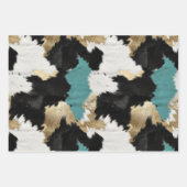 Türkisgoldfarben, Schwarz-weiße Cowhid Geschenkpapier Set (Vorderseite)