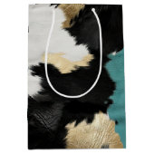 Türkisgoldfarben, Schwarz-weiße Cowhid Mittlere Geschenktüte (Vorderseite)