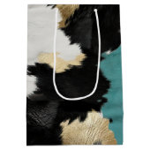 Türkisgoldfarben, Schwarz-weiße Cowhid Mittlere Geschenktüte (Rückseite)