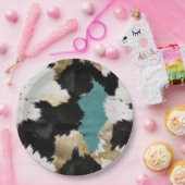 Türkisgoldfarben, Schwarz-weiße Cowhid Pappteller (Party)