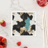 Türkisgoldfarben, Schwarz-weiße Cowhid Serviette (Beispiel)