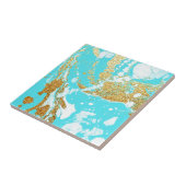 TürkisgoldImitat-Glittermodernes Marmormuster Fliese (Seite)