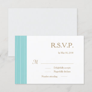 Türkisgoldweiß, feine Streifen Hochzeit RSVP Einladung