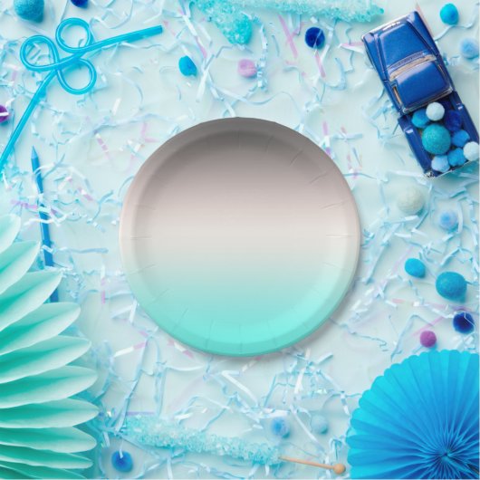 Türkisgrau Ombre Duschvorhang Pappteller (Party)