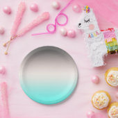 Türkisgrau Ombre Duschvorhang Pappteller (Party)