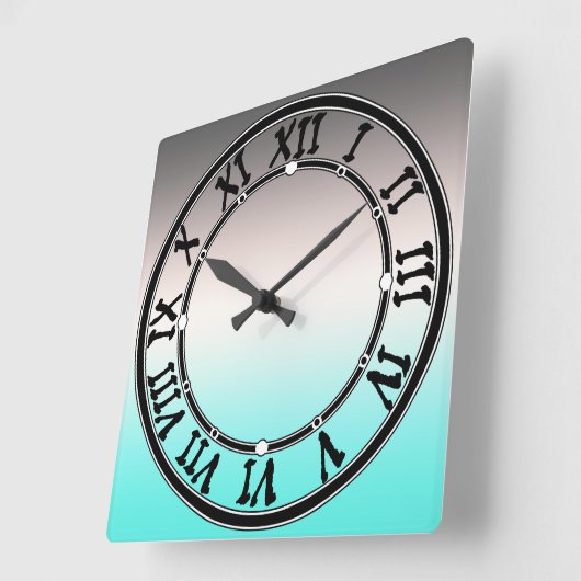 Türkisgrau Ombre Quadratische Wanduhr (Winkel)
