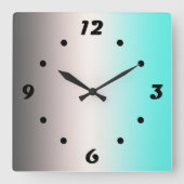 Türkisgrau Ombre Square Wall Clock Quadratische Wanduhr (Vorderseite)