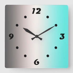 Türkisgrau Ombre Square Wall Clock Quadratische Wanduhr