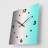 Türkisgrau Ombre Square Wall Clock Quadratische Wanduhr (Winkel)