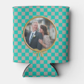 Türkisgraue Karos und Foto Dosenkühler (Vorderseite)