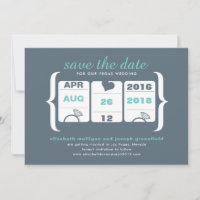 Türkisgraue Slot-Maschine Hochzeit Save-the-Date-K