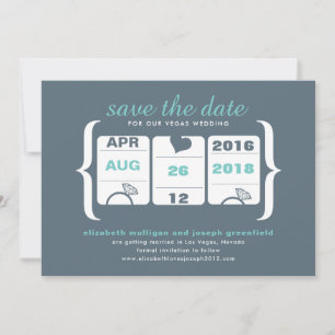Türkisgraue Slot-Maschine Hochzeit Save-the-Date-K Save The Date