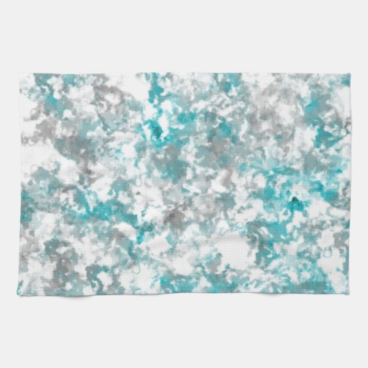 Türkisgraue und weiße Marmorstruktur Geschirrtuch (Horizontal)