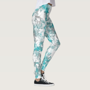 Türkisgraue und weiße Marmorstruktur Leggings