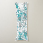 Türkisgraue und weiße Marmorstruktur Seitenschläferkissen (Vorderseite Vertikal)