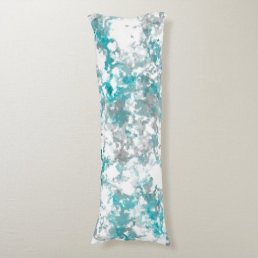 Türkisgraue und weiße Marmorstruktur Seitenschläferkissen (Vorderseite Vertikal)