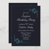 Türkisgrenzüberraschung 18. Geburtstagsparty Einladung (Vorne/Hinten)