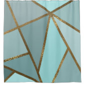 Türkisgrün Blau und Bronze Geometrie Duschvorhang (Vorderseite)