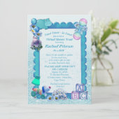 Türkisgrün Blau Virtual Frame Einladung (Stehend Vorderseite)