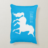 Türkisgrün-blaue Unicorn-Silhouette-Girly Kinder Dekokissen (Rückseite(Vertikal))