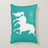 Türkisgrün-blaue Unicorn-Silhouette-Girly Kinder Dekokissen (Vorderseite(Vertikal))