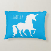 Türkisgrün-blaue Unicorn-Silhouette-Girly Kinder Dekokissen (Rückseite)