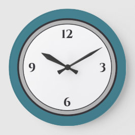 Türkisgrün, Schwarz und Weiß Minimalistisch Große Wanduhr