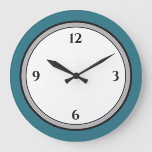 Türkisgrün, Schwarz und Weiß Minimalistisch Große Wanduhr