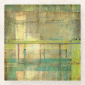 Türkisgrün und Abstrakt gestrichen Glasuntersetzer (Vorderseite)