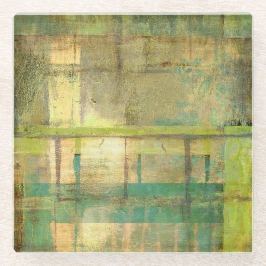 Türkisgrün und Abstrakt gestrichen Glasuntersetzer (Vorderseite)