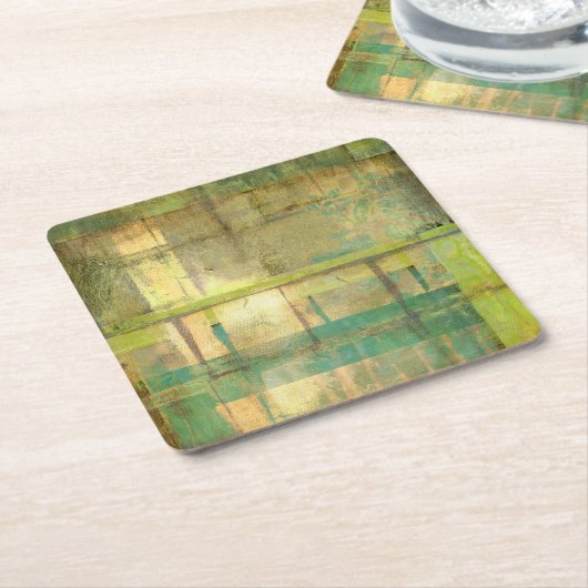 Türkisgrün und Abstrakt gestrichen Rechteckiger Pappuntersetzer (angewinkelt)