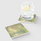 Türkisgrün und Abstrakt gestrichen Steinuntersetzer (Seitenansicht)