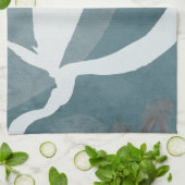 Türkisgrün und Abstraktes Weiß Geschirrtuch (Gefaltet)