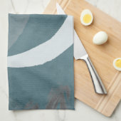 Türkisgrün und Abstraktes Weiß Geschirrtuch (Viertel Falte)