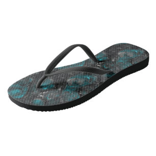 Türkisgrün und weiß abstrakt badesandalen