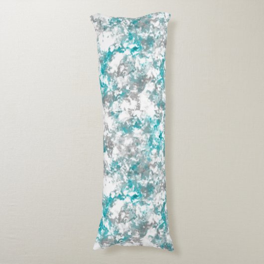 Türkisgrün und weiß abstrakt seitenschläferkissen (Vorderseite Vertikal)