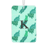 Türkisgrüne Blätter Blütenmuster fügen Monogramm h Autolufterfrischer (Rückseite)