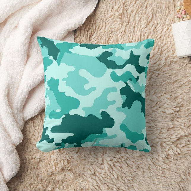 Türkisgrüne Camouflage Kissen (Decke)