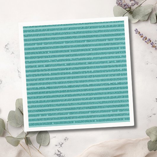 Türkisgrüne Glitteroptik horizontale Streifen Serviette