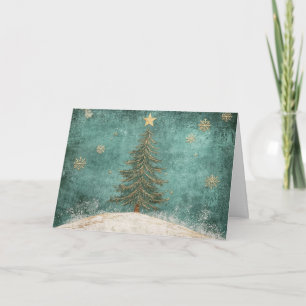 Türkisgrüne goldene Foil Weihnachtsbäume Karte
