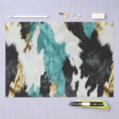 Türkisgrüne goldfarbene Schwarz-weiße Kuhide Seidenpapier (Handwerk)