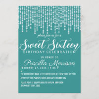 Türkisgrüne Hanging Diamond Lights Sweet 16