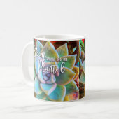 Türkisgrüne Kakteen blühen, wo Sie gepflanzt werde Kaffeetasse (Vorderseite Links)