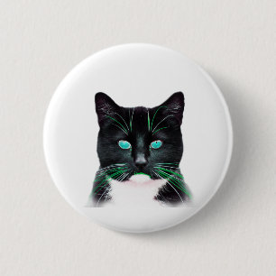 Türkisgrüne Mit Augen Katze Button