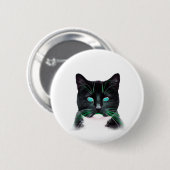 Türkisgrüne Mit Augen Katze Button (Vorne & Hinten)