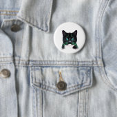 Türkisgrüne Mit Augen Katze Button (Beispiel)