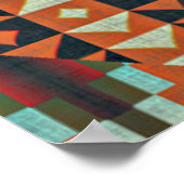 Türkisgrüne Orange Red Ethnic Tribal Mosaik Poster (Ecke)